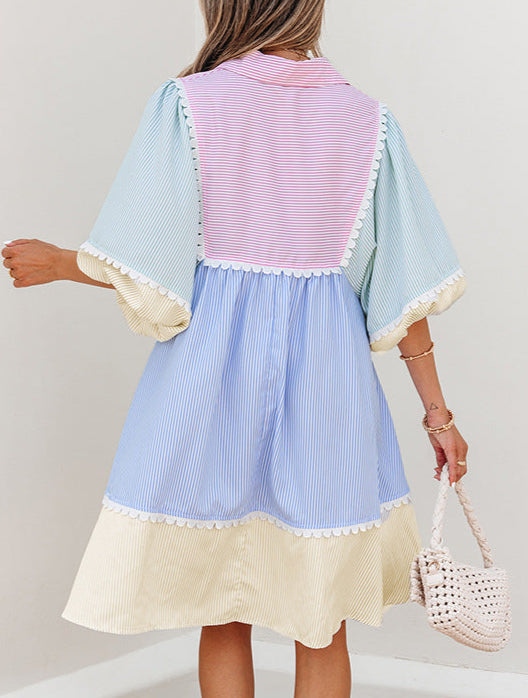 V-Neck Knee-Length Dress Stylish Summer