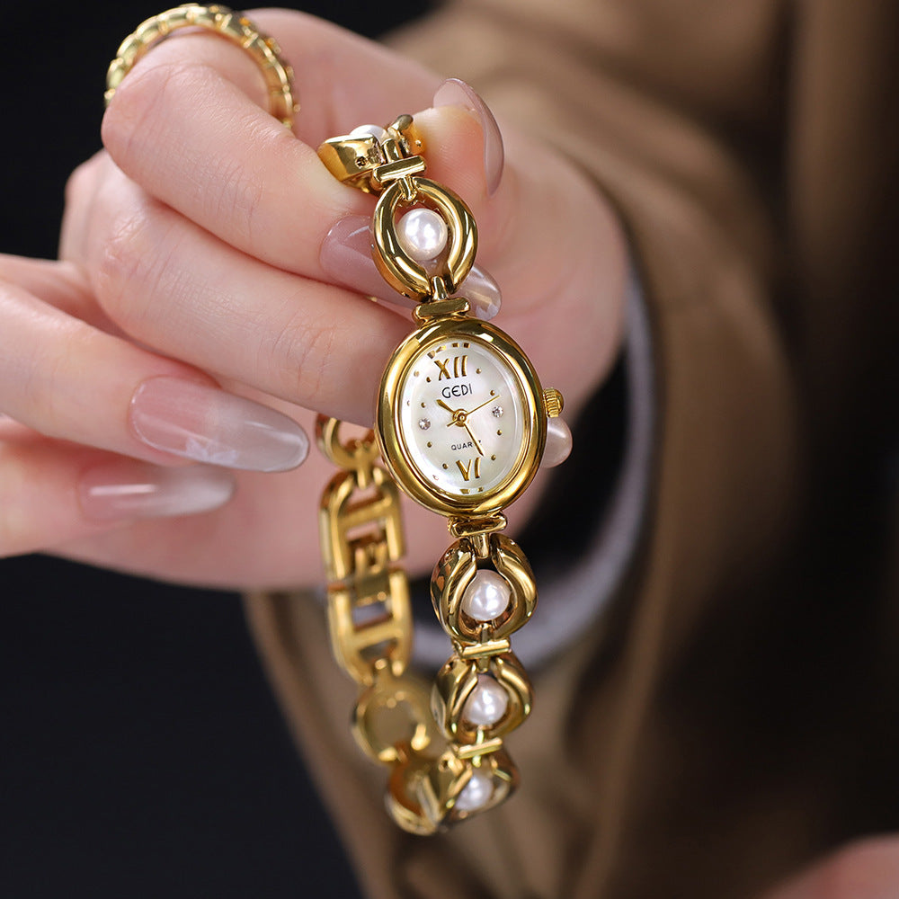 Emerald Bracelet Watch High-Grade Luxury Shell Pearl Timepiece