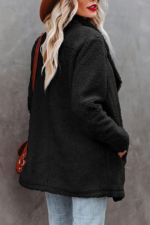 Casual Wool Lamb Jacket Zipper Pocket Fleece Coat