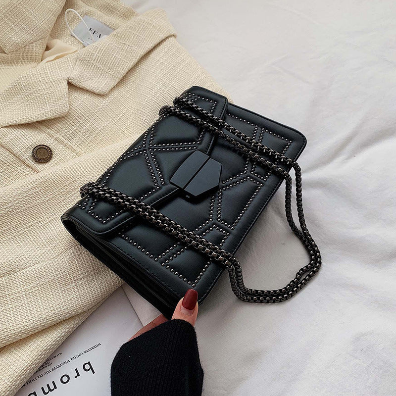 One Shoulder Messenger Small Square Bag With a Chain