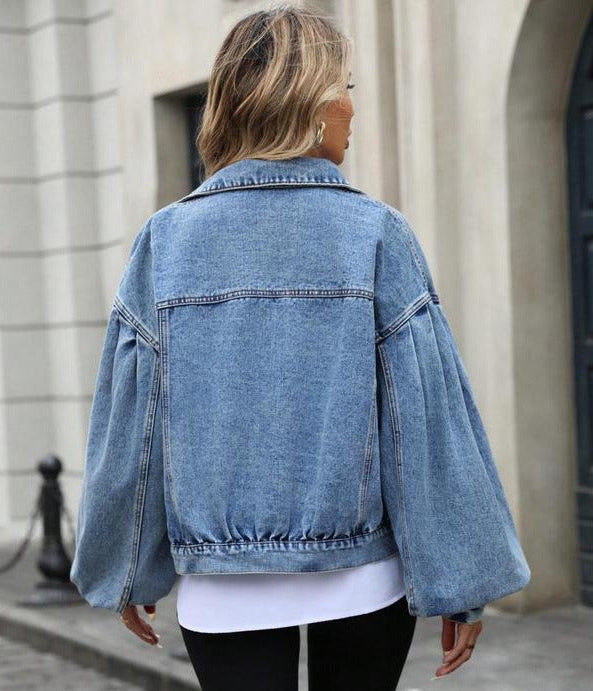 Embossed Denim Jacket Fashion Long Sleeve