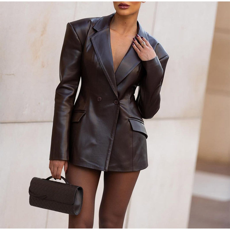 Waist-Tight Leather Jacket Moto