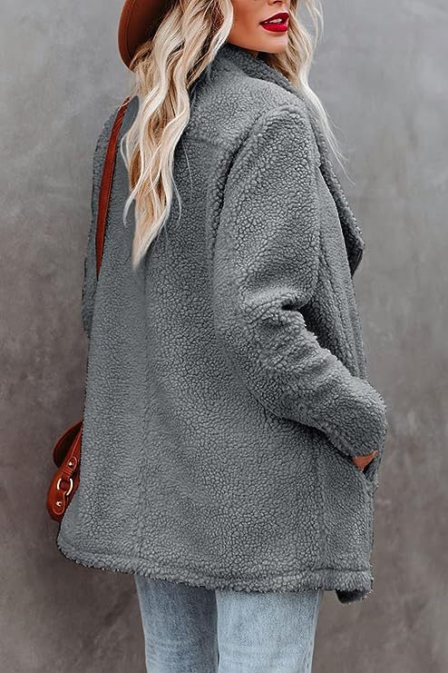 Casual Wool Lamb Jacket Zipper Pocket Fleece Coat