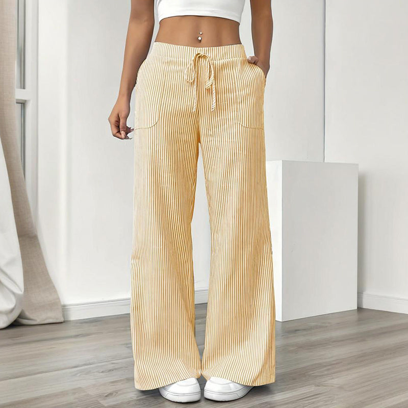 Striped Wide Leg Drawstring Pants – Summer Comfort Relax