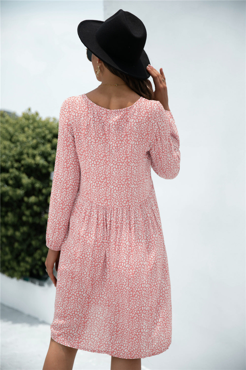 Leopard Print Dress Casual Pocketed