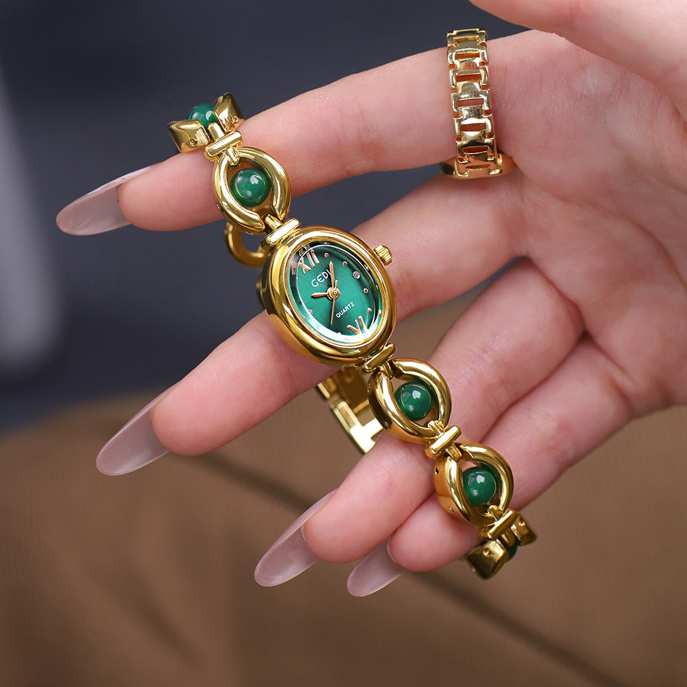 Emerald Bracelet Watch High-Grade Luxury Shell Pearl Timepiece