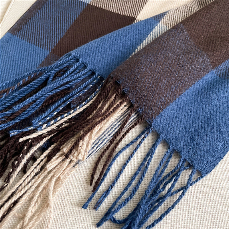 Thickened Warm Plaid Scarf Cozy Winter
