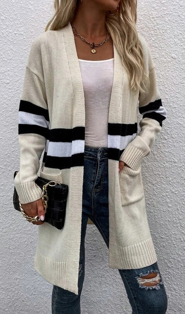 Striped Loose Casual Knit Cardigan