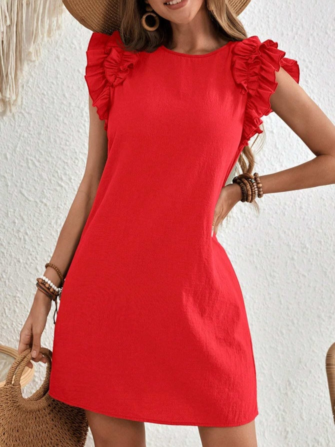 Lace Dress V-Neck Short Sleeve Elegant