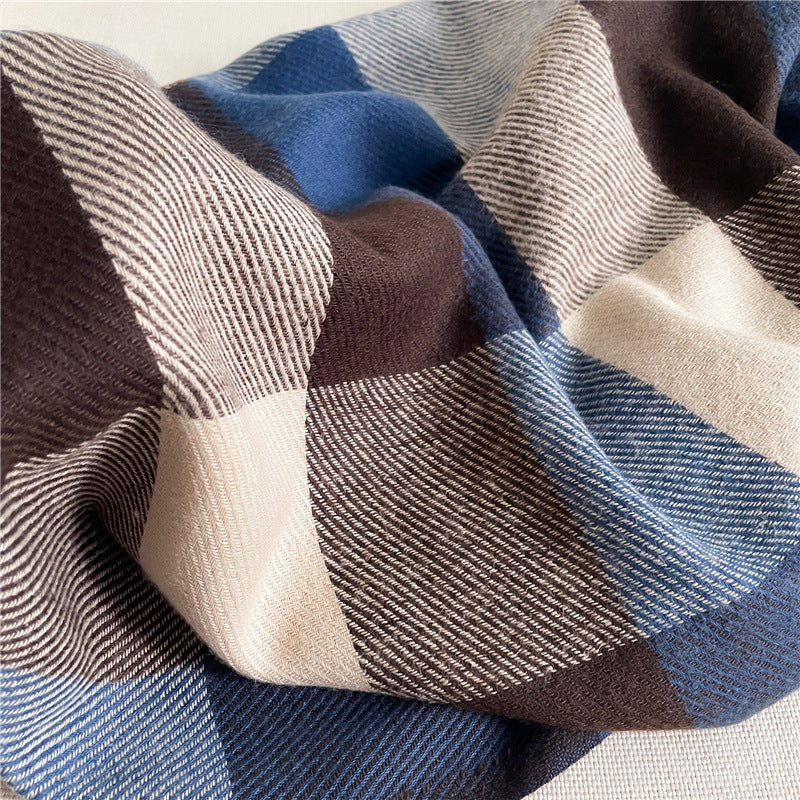 Thickened Warm Plaid Scarf Cozy Winter