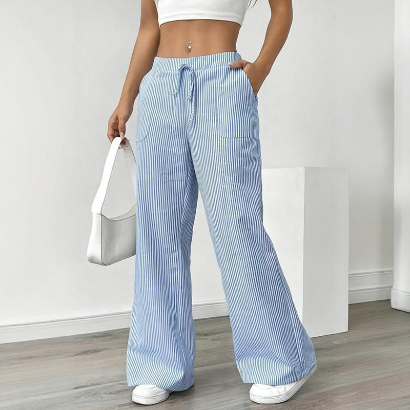 Striped Wide Leg Drawstring Pants – Summer Comfort Relax