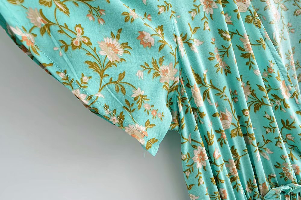 V-Neck Printed Dress Summer Floral Dress