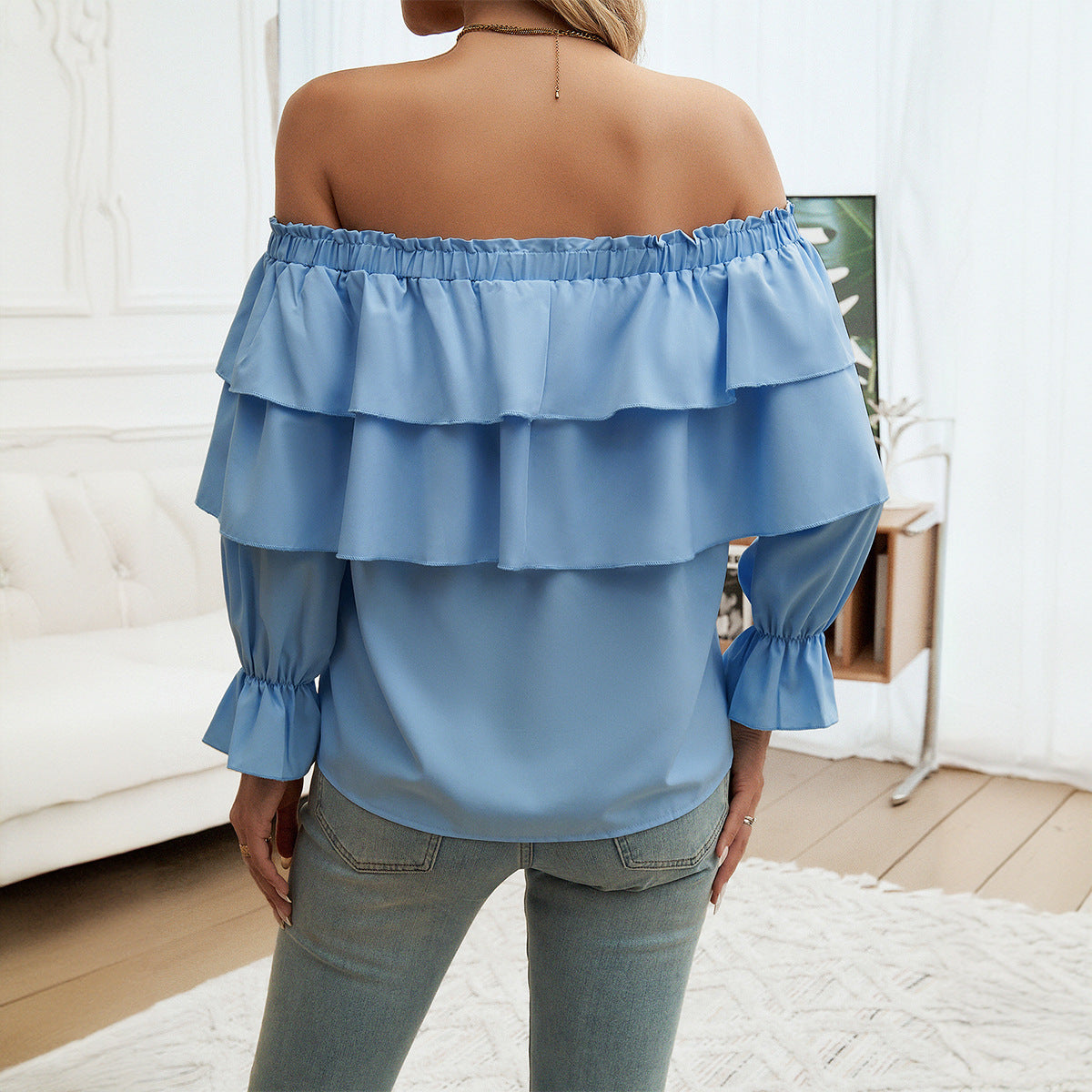 Pullover Off-shoulder Sleeves Top Loose Shoulder Top