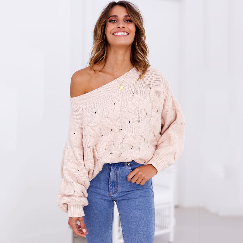 Knitted Acrylic Sweater – Plain Pattern Color Wool Long Sleeve Pullover