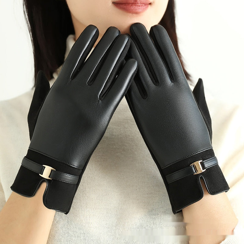 Personality Fleece-Lined leather Winter Gloves