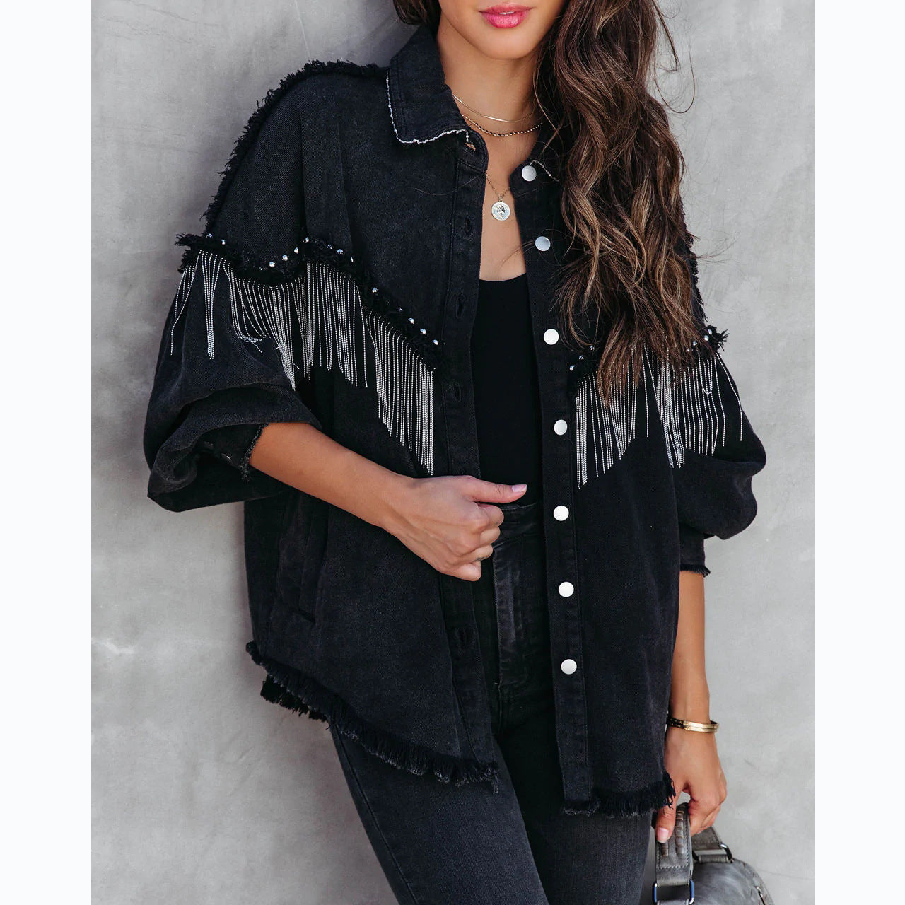 Heavy Chain Rivet Jacket Street Single-Breasted