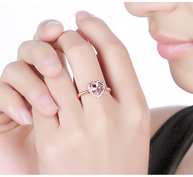 Gold Orange Diamond Heart Shaped Ring