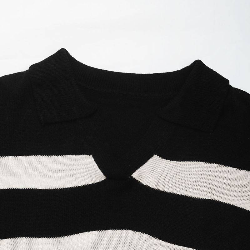 Striped Sweater Black and White Knit Pullover Top