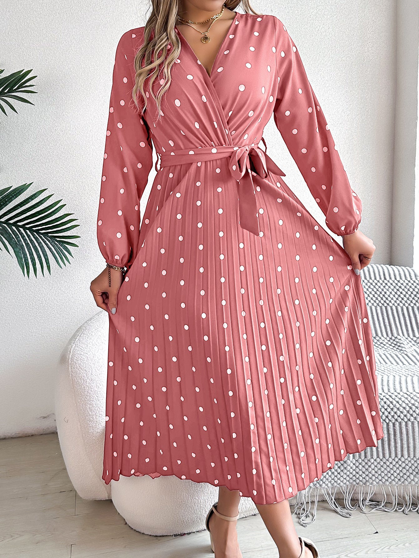 High-Waist Pleated Dot Skirt – Trendy Street Fashion