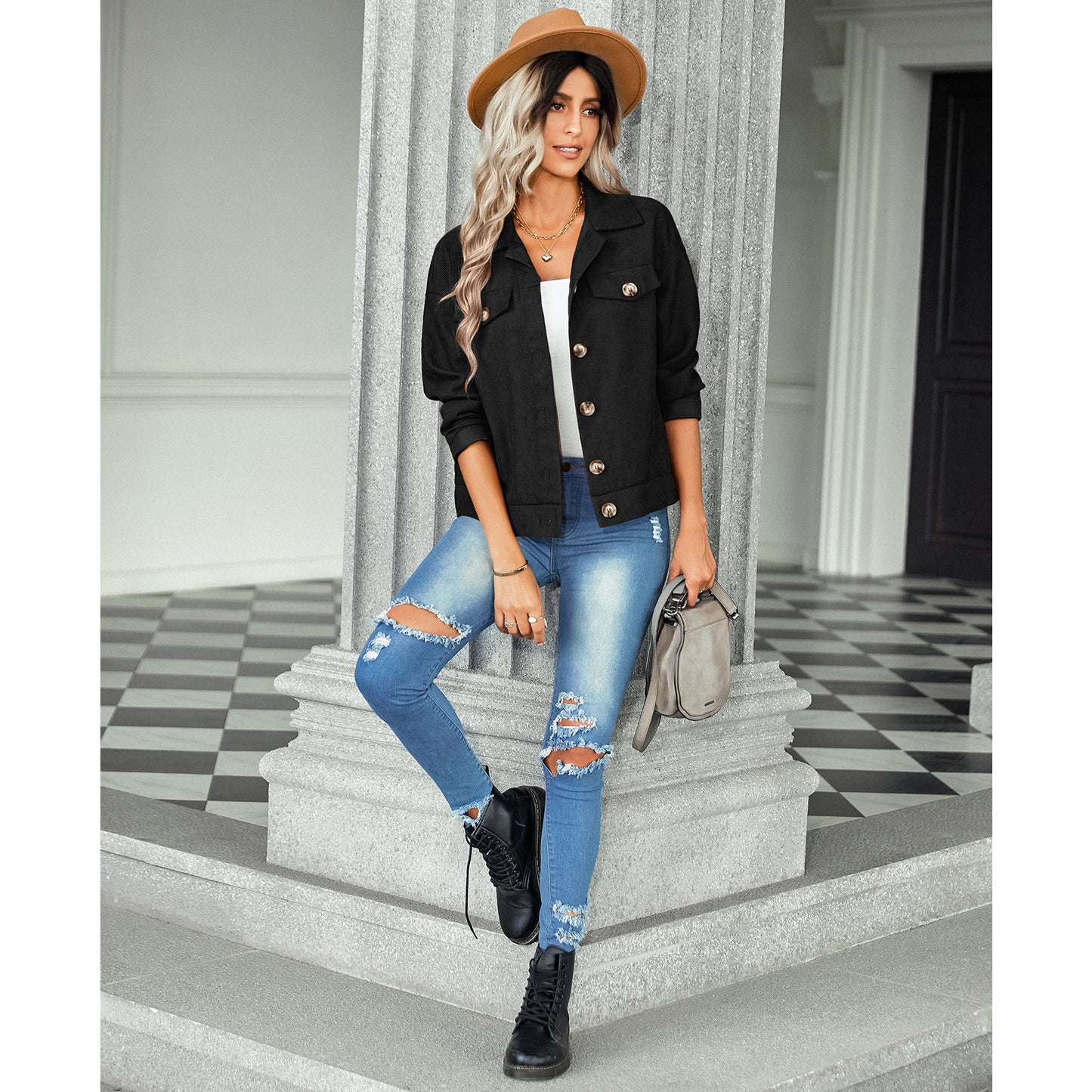 Corduroy Loose Top Versatile Jacket