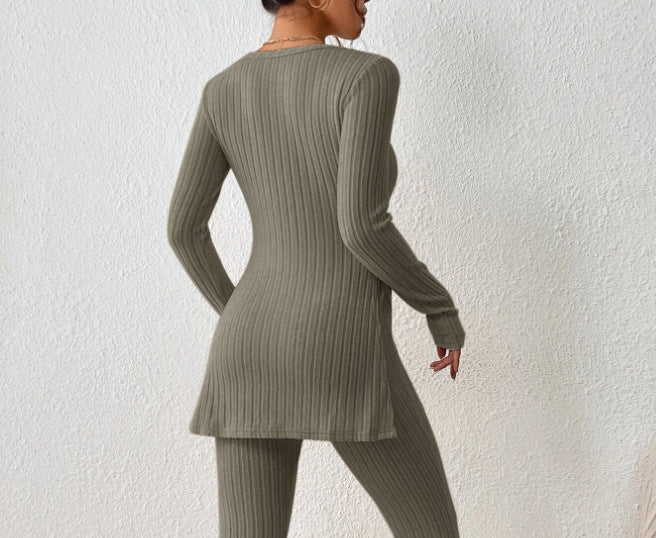 Solid Polyester Outfit Casual Slim Elegant