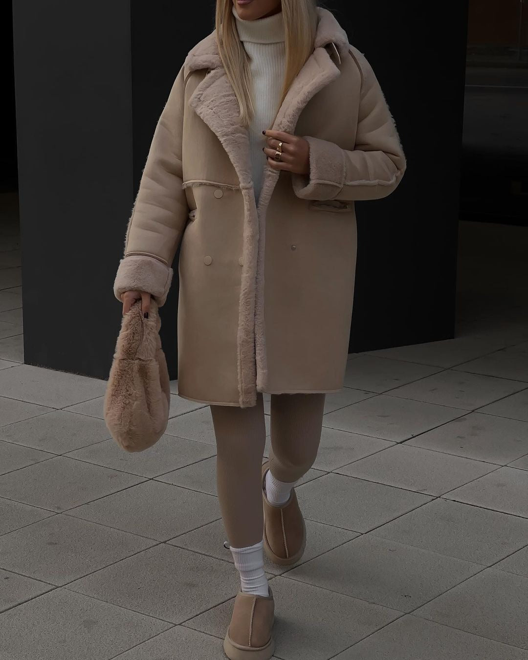 Suede Longline Cardigan Coat with Shawl Collar