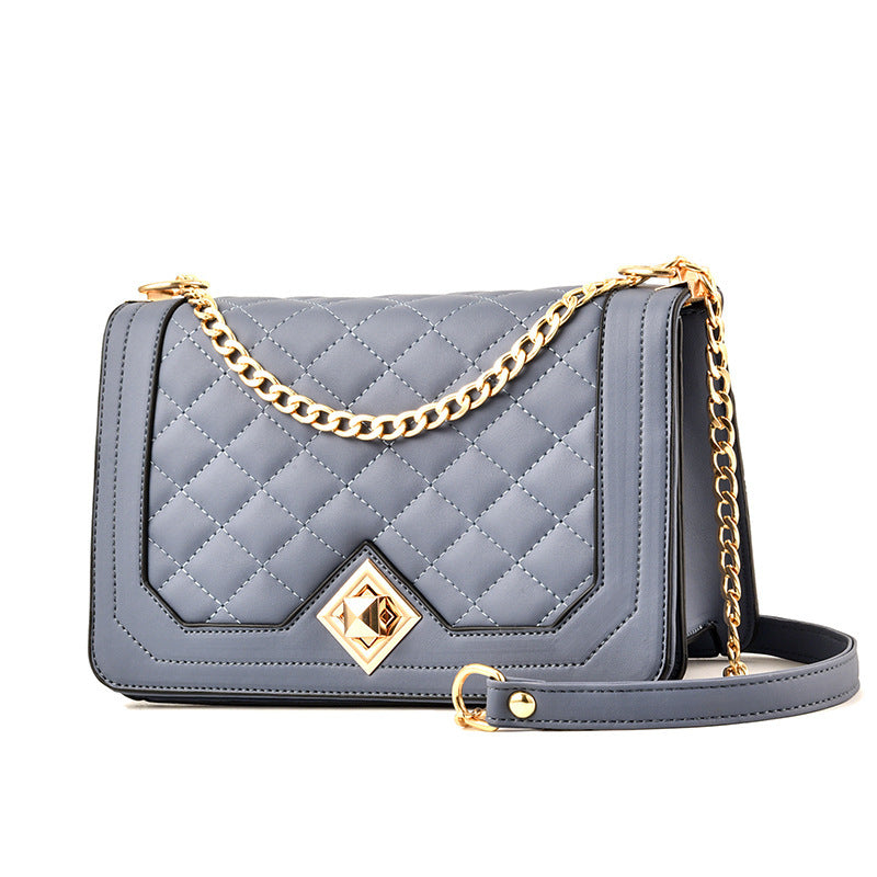 Small PU Motorcycle Shell Bag – Embroidered Handbag with Chain Stra"