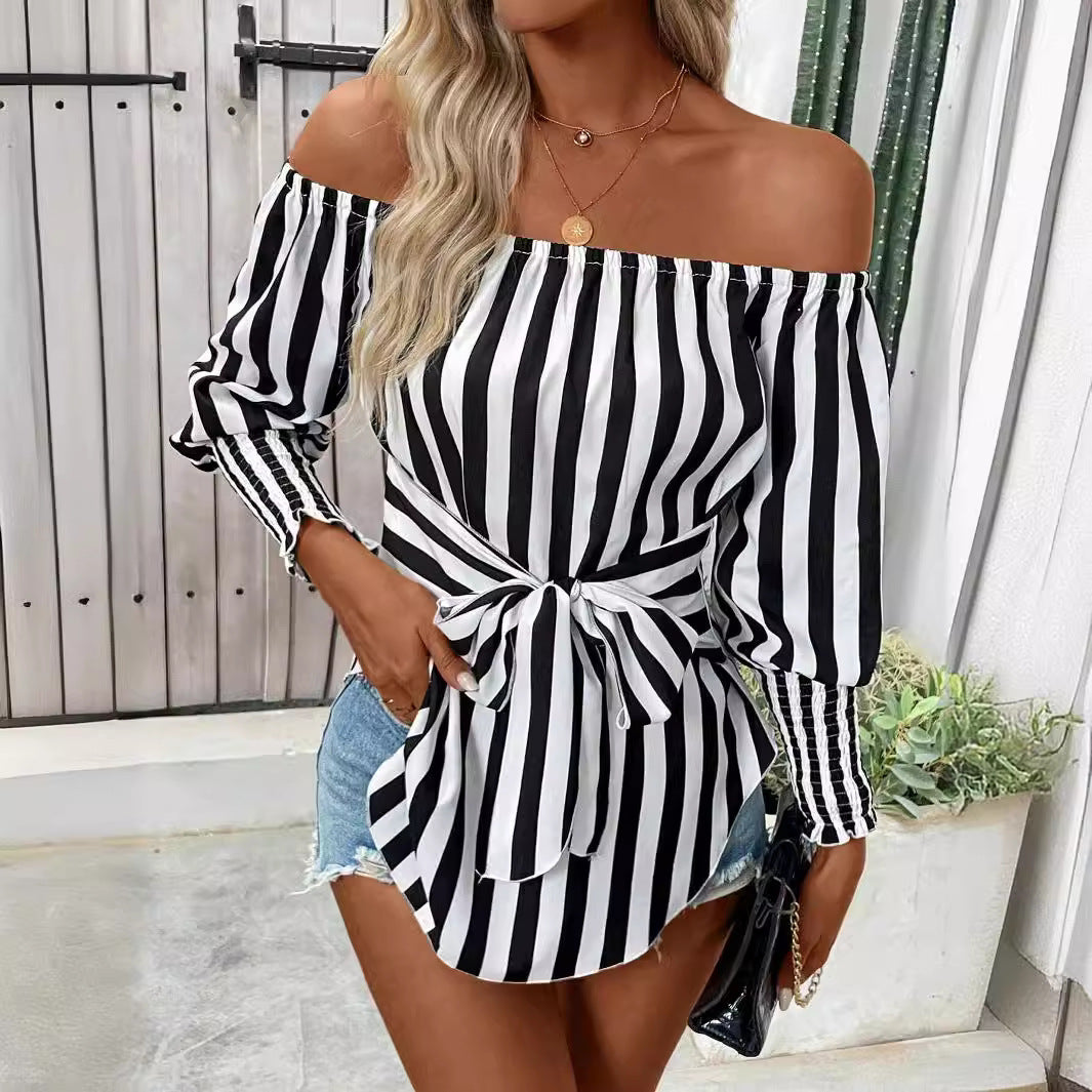 Off-Shoulder Lantern Sleeve Shirt Top