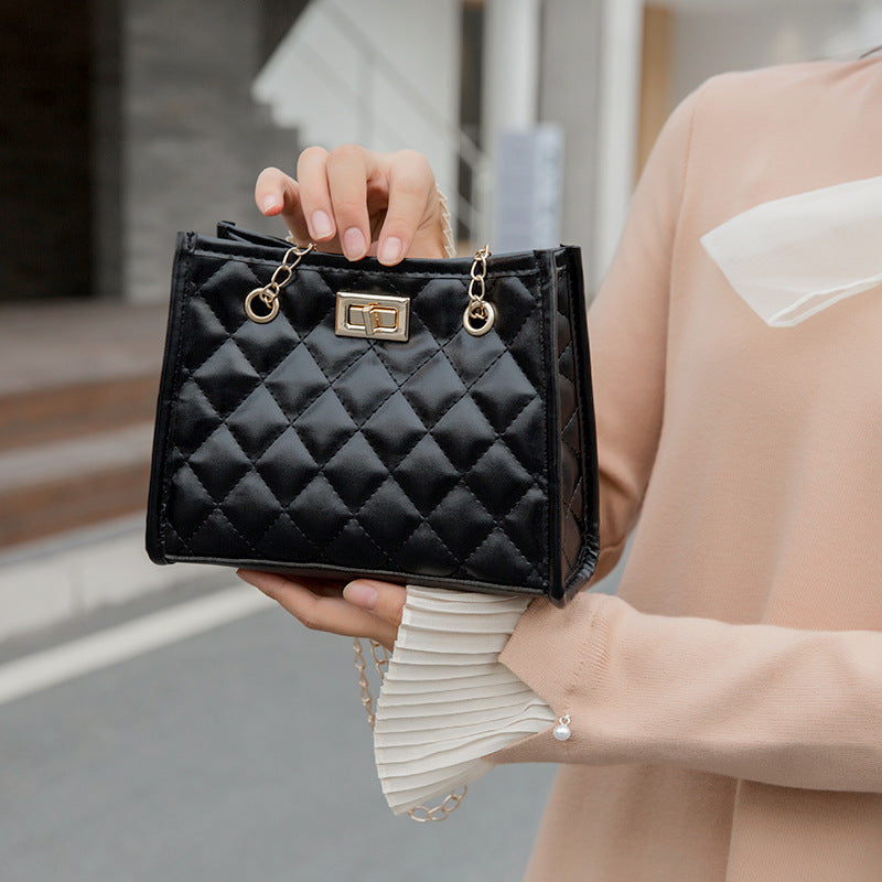 Mini Chain Shoulder Bag Small Square Rhombus Stitch Crossbody Bag