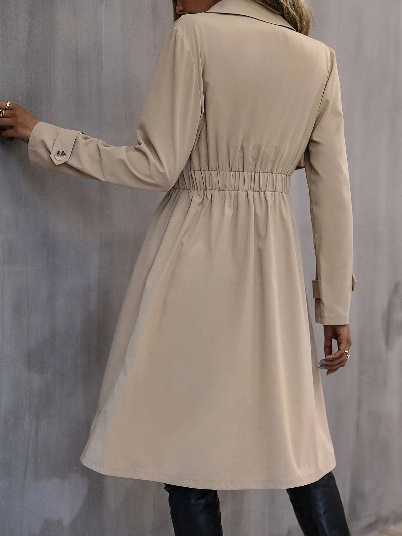 Long Waist Cotton Jacket Long Sleeve Trench Coat