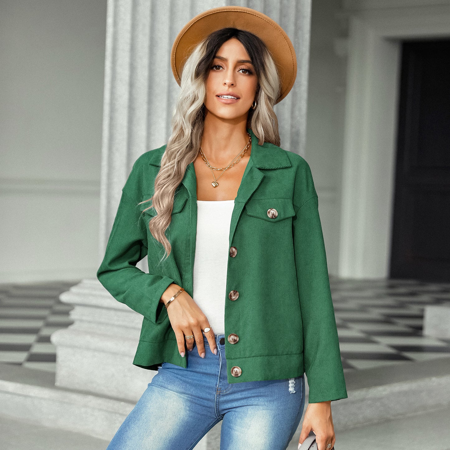 Corduroy Loose Top Versatile Jacket