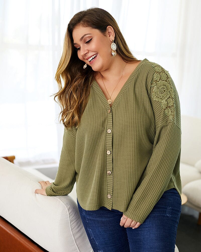 Long sleeve V-neck sweater Sweaters & loungewear VAYORK STARS Khaki 3XL