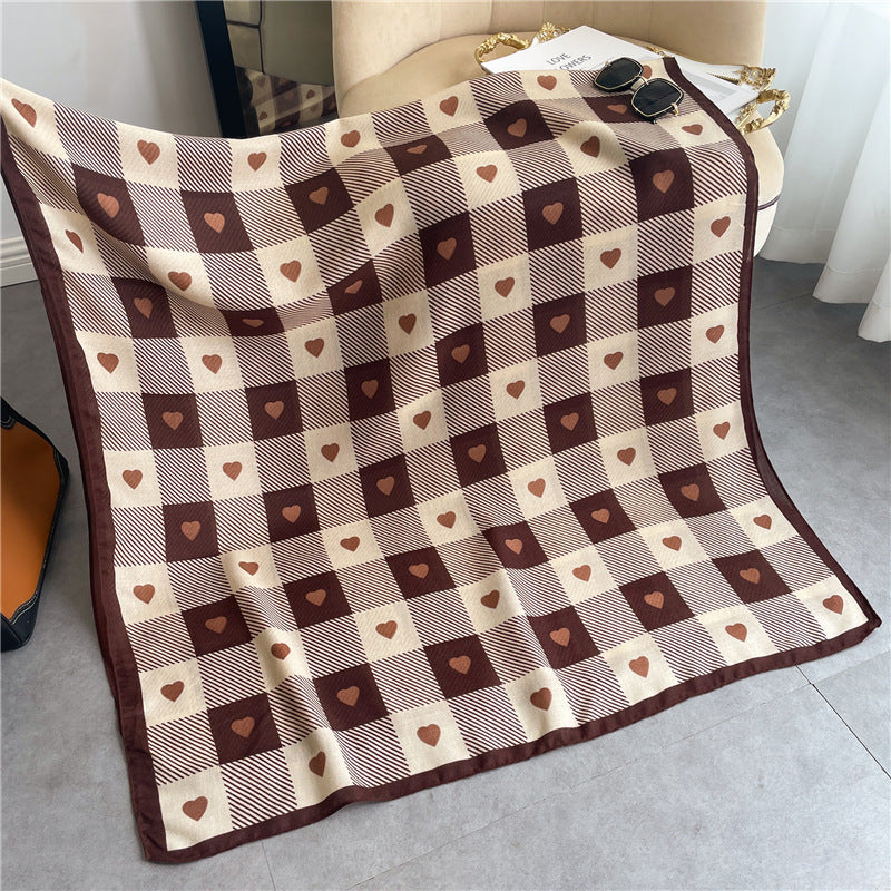 Chessboard Plaid Scarf High-Grade Cotton Linen Shawl