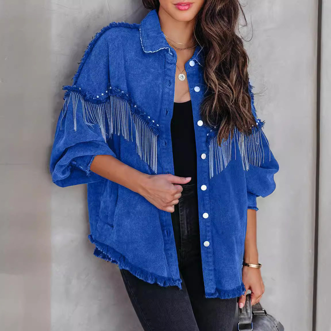 Heavy Chain Rivet Jacket Street Single-Breasted