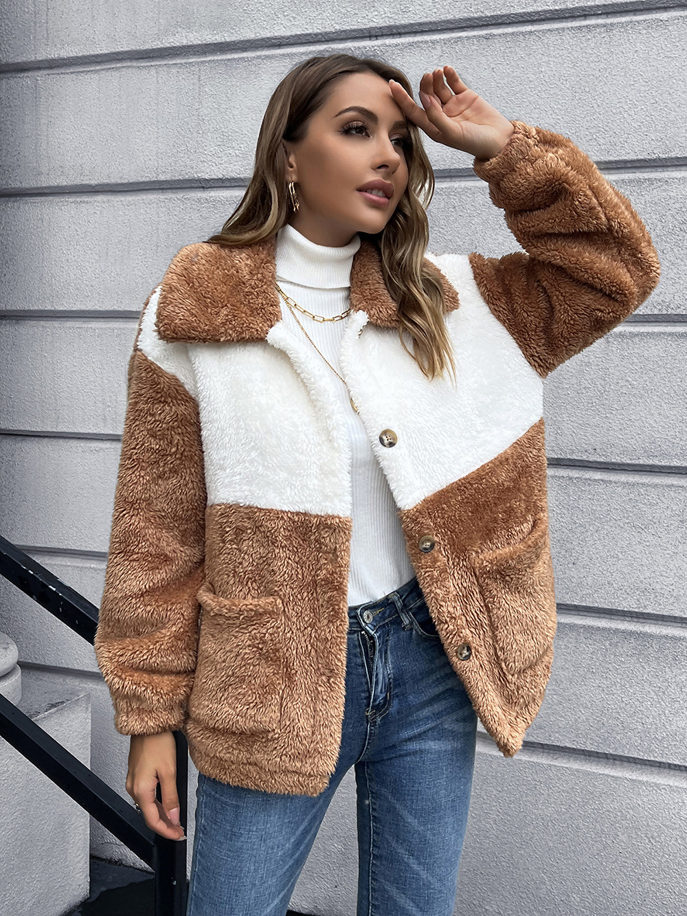 European And American Double Sided Plush Short Jacket