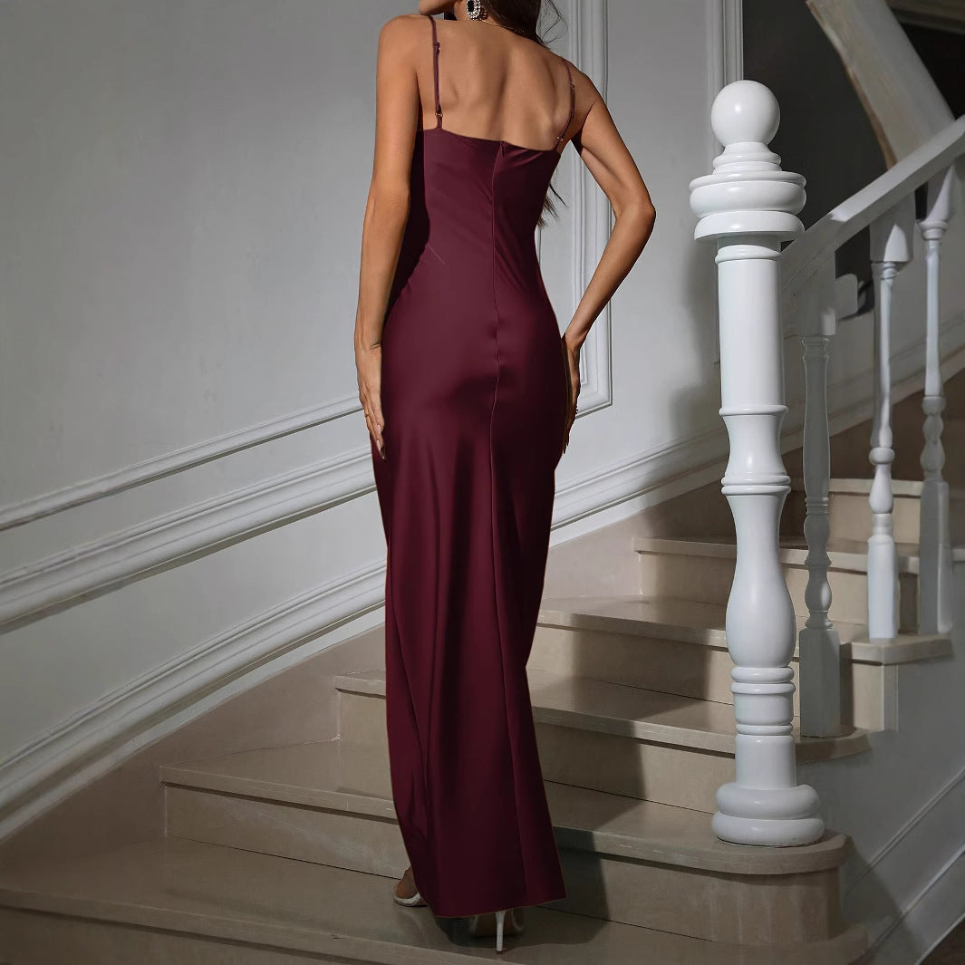 V-Neck Dress Elegant French Style Evening