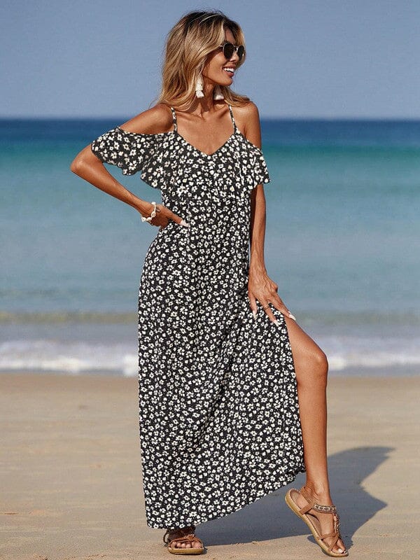 European And American Spring And Summer Leisure Floral Vacation Style Sling Dress Dresses VAYORK STARS