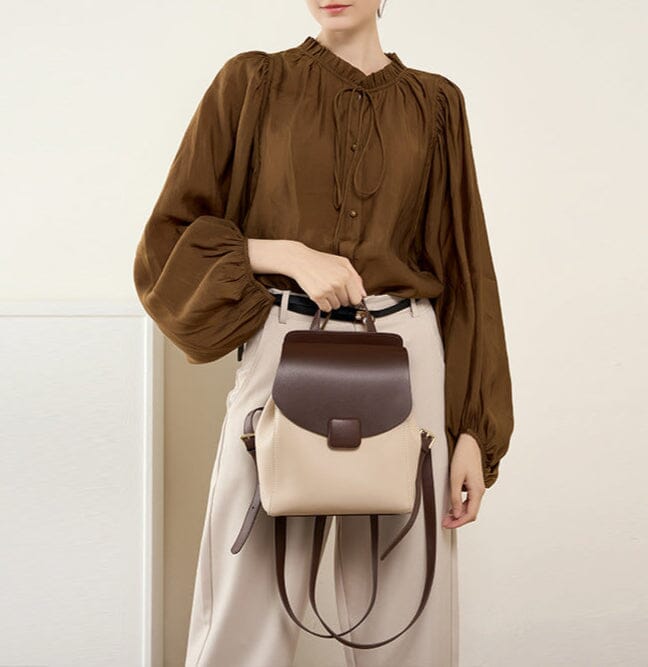 Small Leather Travel Backpack Backpack VAYORK STARS