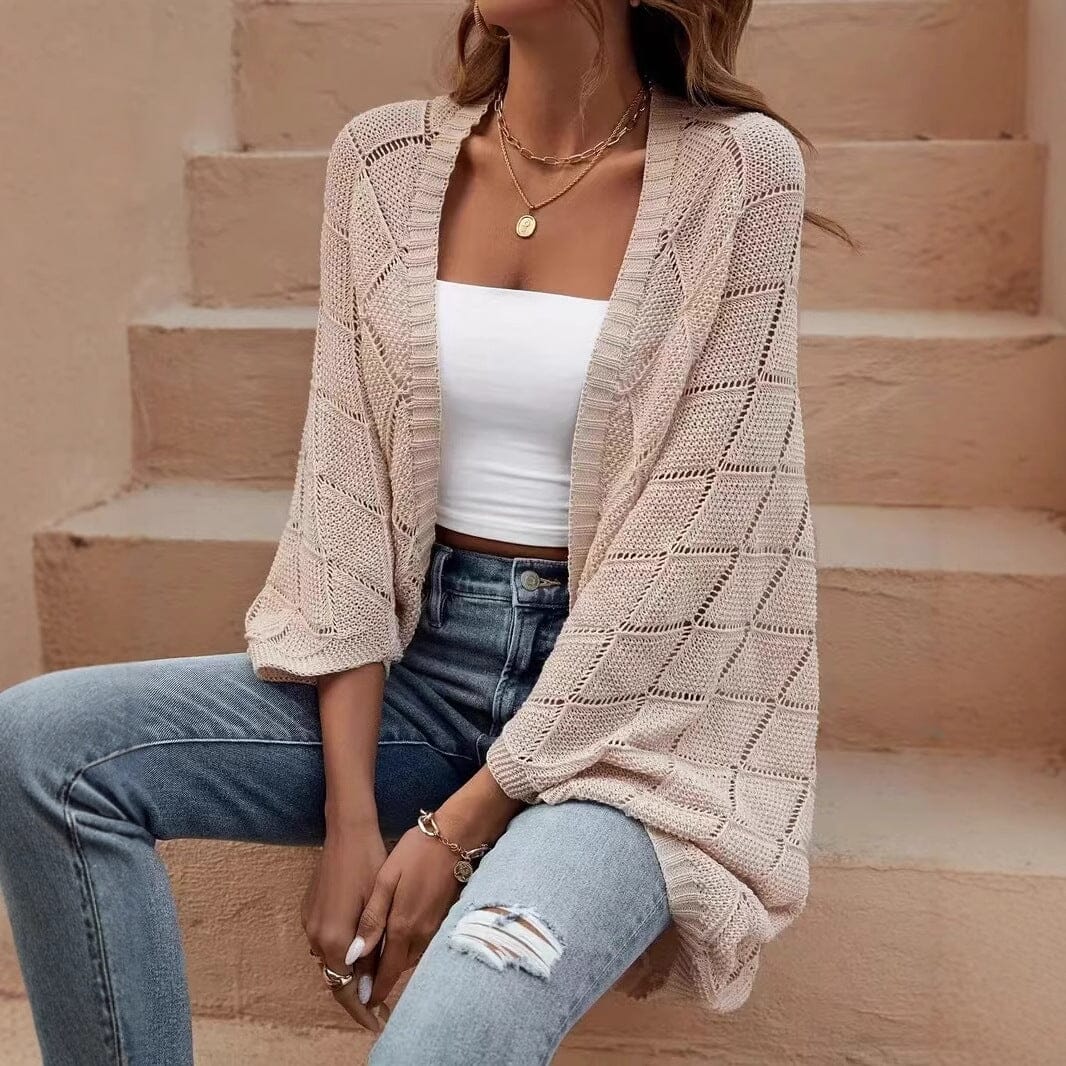 Hollow Knit Cardigan Fashionable Lightweight Top top VAYORK STARS