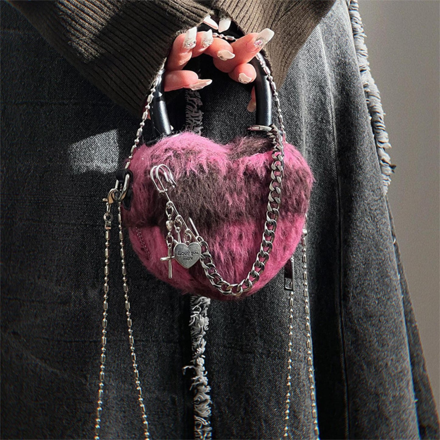 Woolen Plaid Mini Chain Bag Y2K Fashion Shoulder Handbag