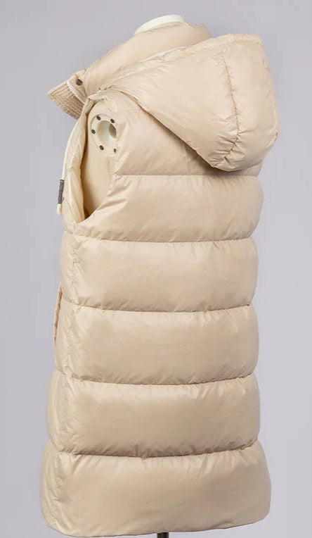 Duck Down Hooded Puffer Vest Sleeveless Zip & Button Jacket
