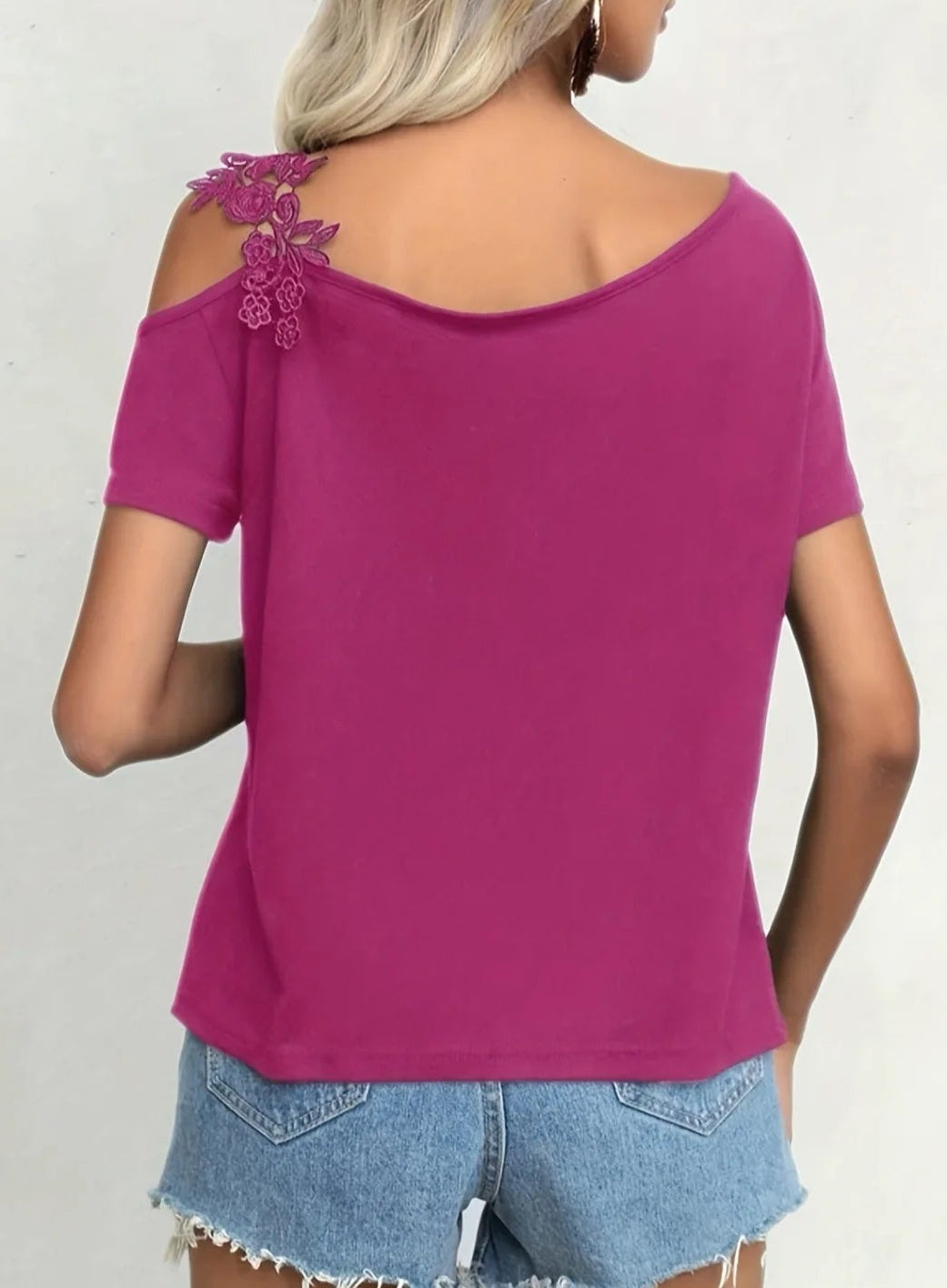 Off-Shoulder Lace Stitching Top