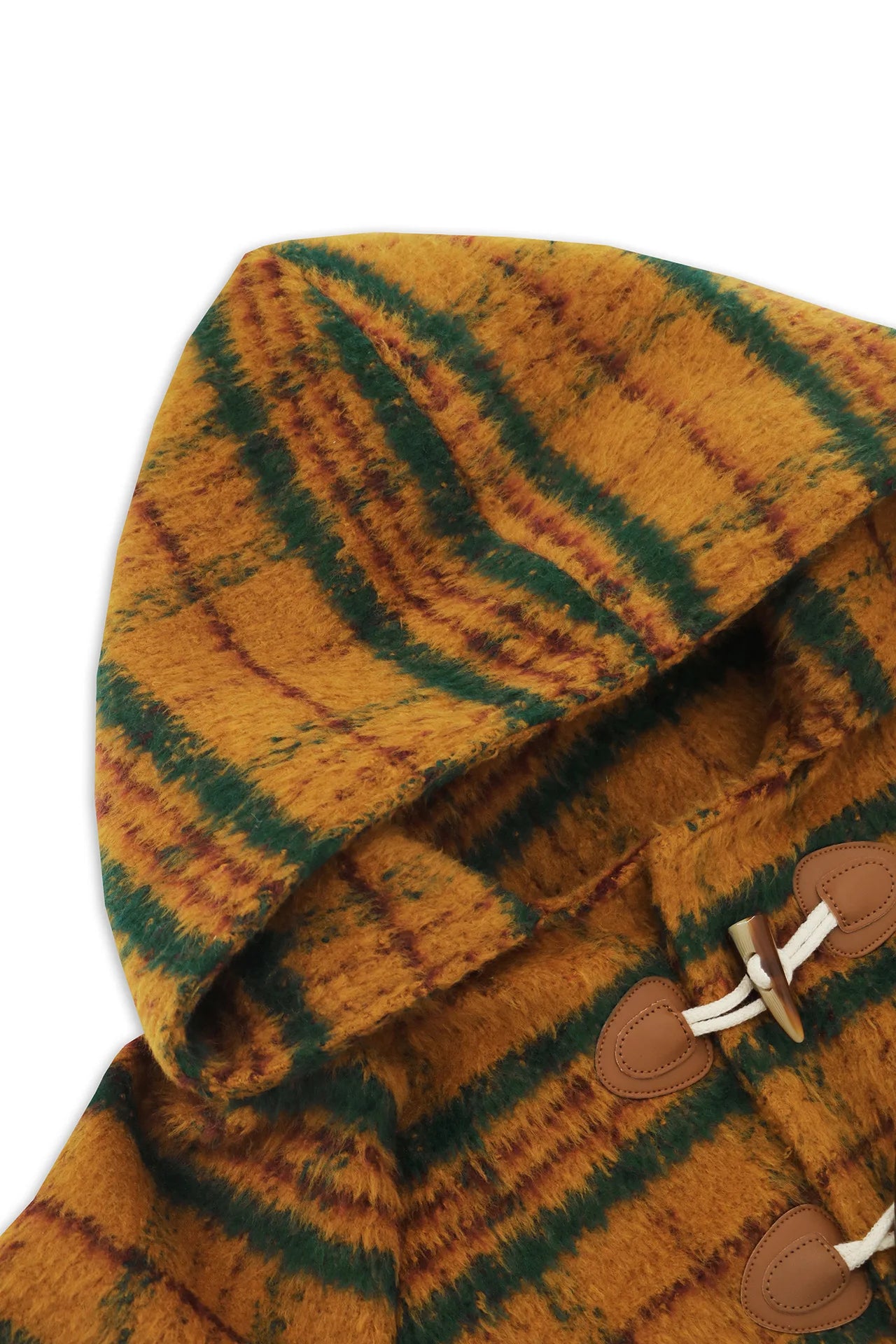 Winter Woolen Coat Plaid Long Coat with Hood