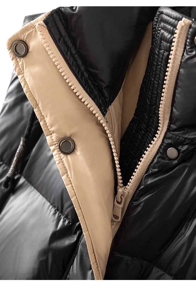 Duck Down Hooded Puffer Vest Sleeveless Zip & Button Jacket