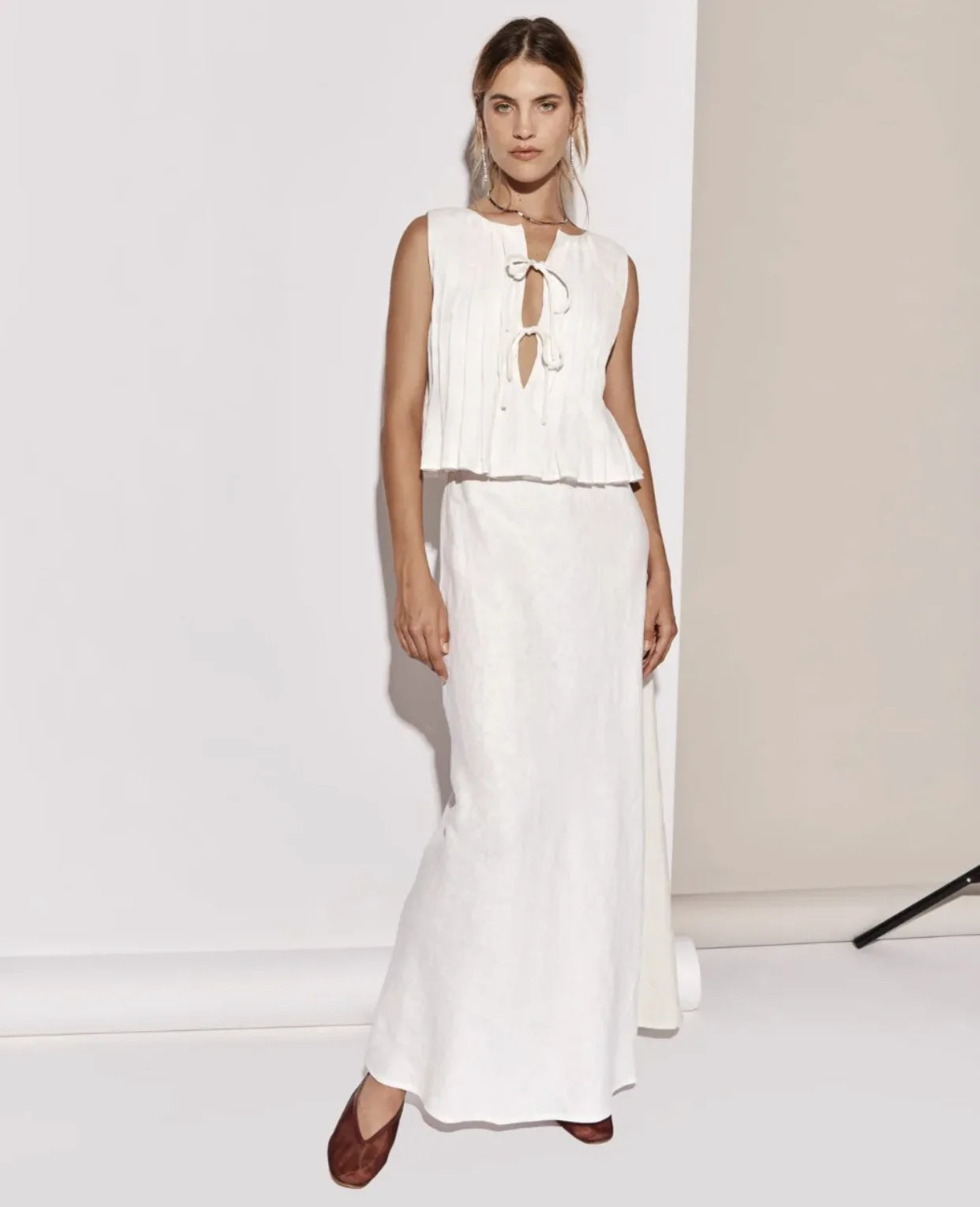 Tossy White Bandage Ribbed Tank Top Shirts For