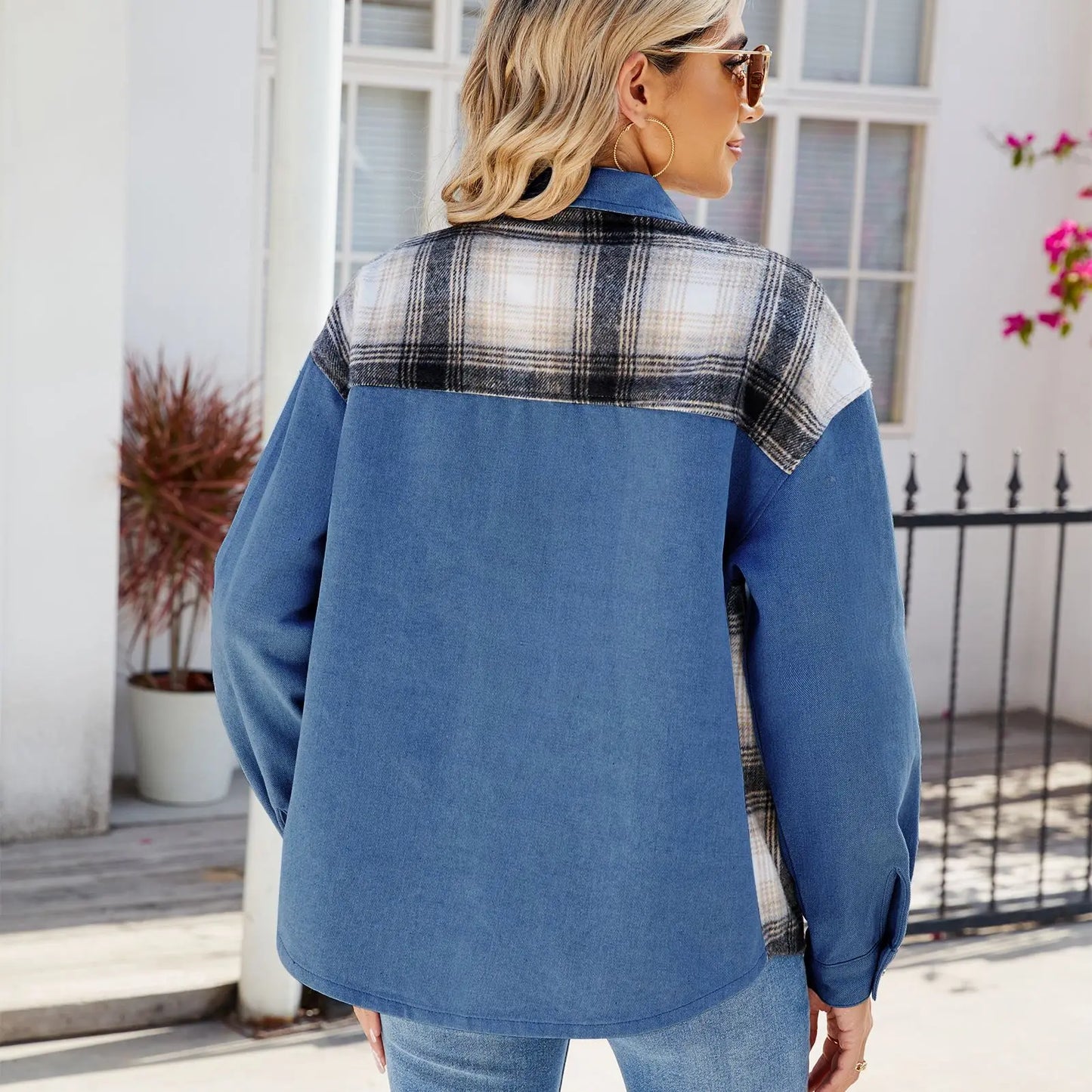 Denim Coat Turn Down Collar Full Sleeve