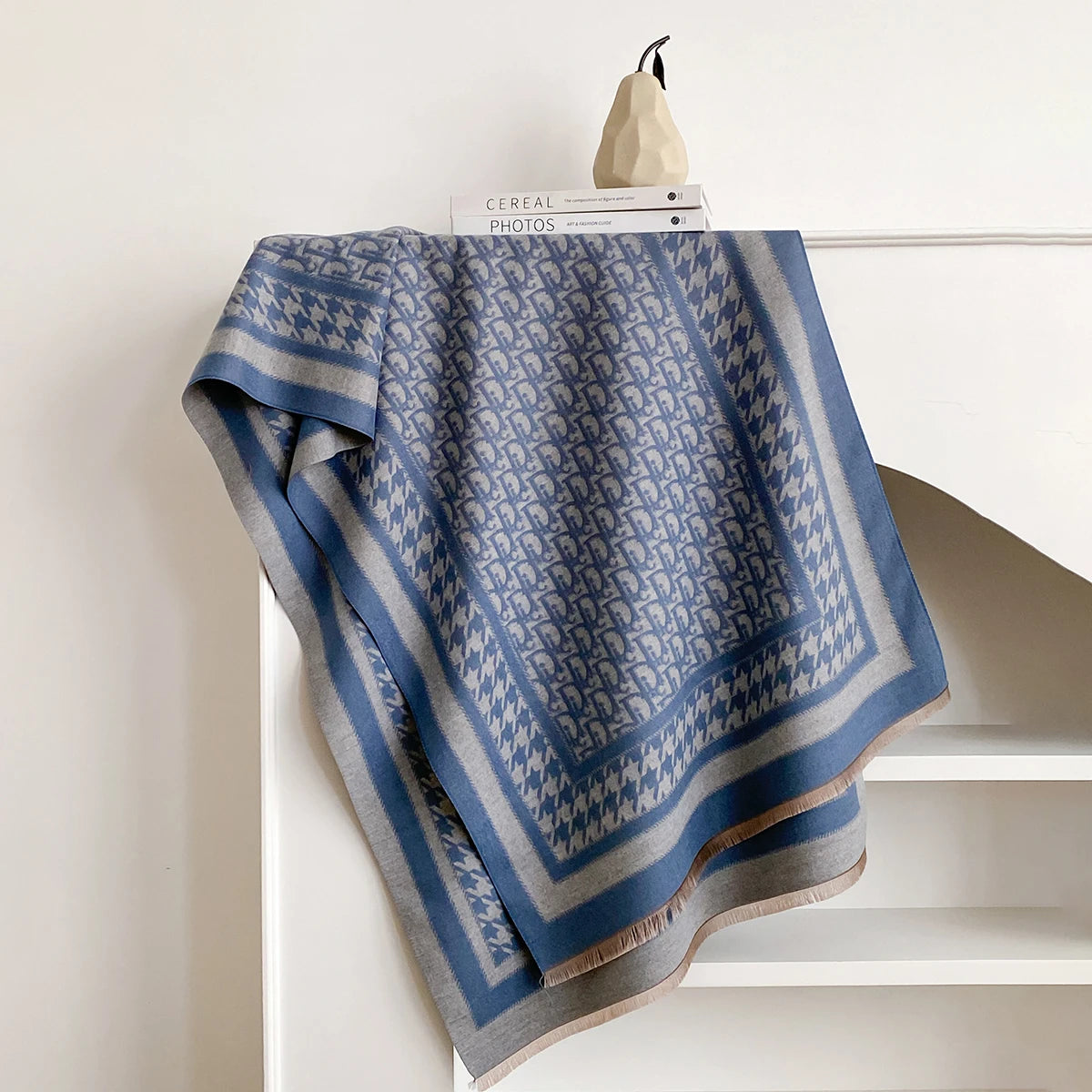Elegance Houndstooth Two-Sided Print Scarf