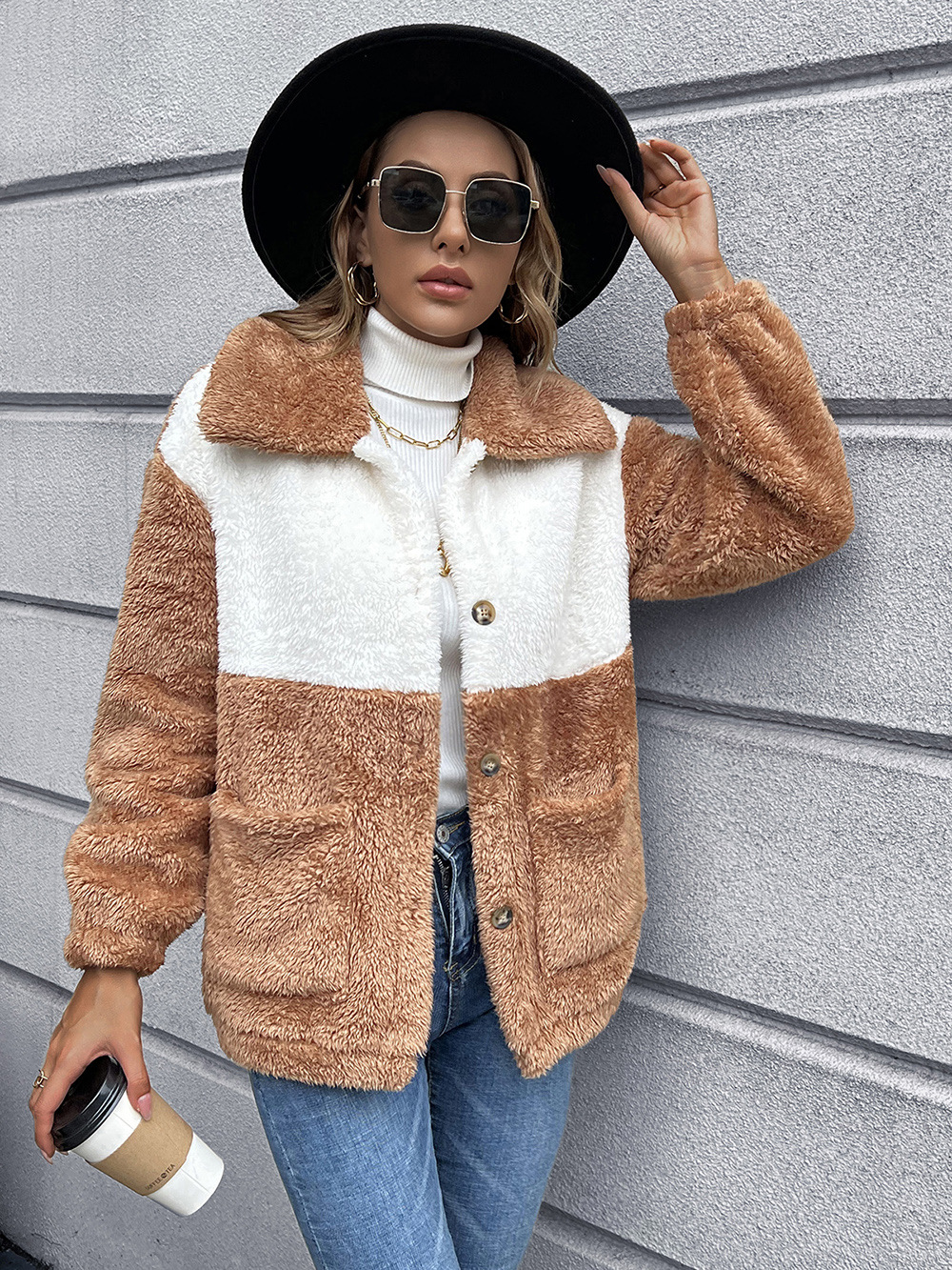 European And American Double Sided Plush Short Jacket