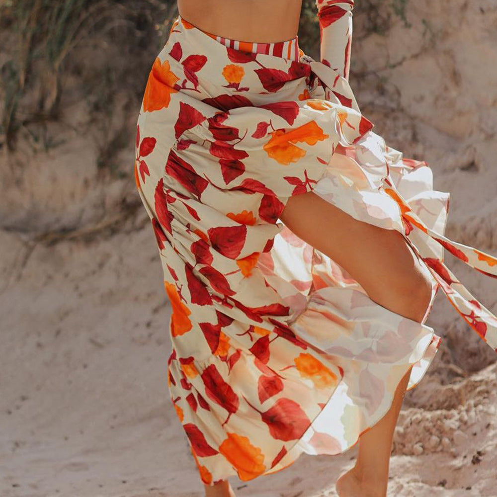 Women's One Shoulder Printed Cutout Bikini
