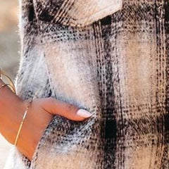 Loose Plaid Shirt Jacket Oversized Button-Up